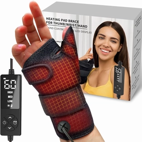 sticro Wrist Thumb Brace Heating Pad for Arthritis and Carpal Tunnel Relief, Hand Heating Pad for Sprains Trigger Thumb, Tendonitis Pain Relief - Left Right Hand (S/M)
