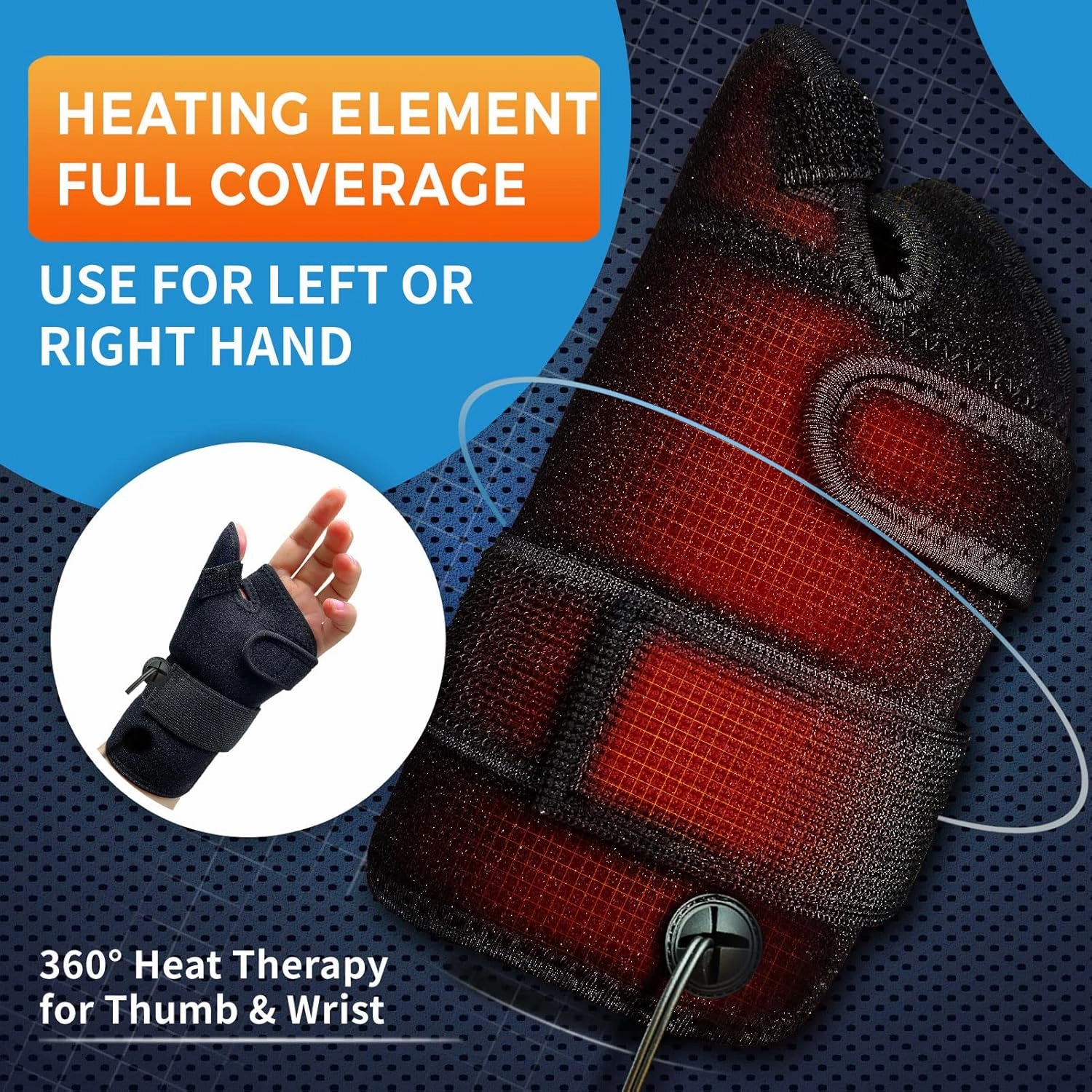 sticro Wrist Thumb Brace Heating Pad for Arthritis and Carpal Tunnel Relief, Hand Heating Pad for Sprains Trigger Thumb, Tendonitis Pain Relief - Left Right Hand (S/M)