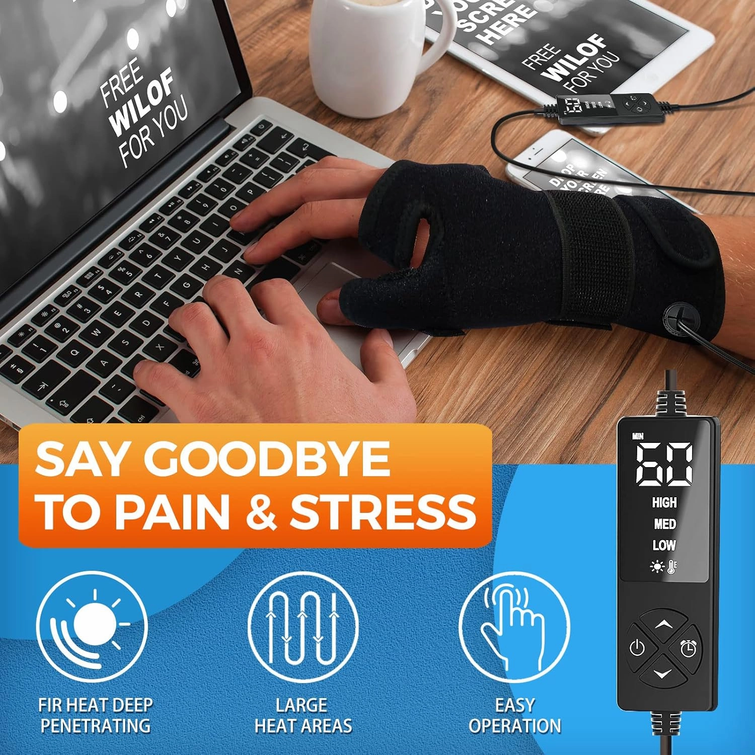 sticro Wrist Thumb Brace Heating Pad for Arthritis and Carpal Tunnel Relief, Hand Heating Pad for Sprains Trigger Thumb, Tendonitis Pain Relief - Left Right Hand (S/M)
