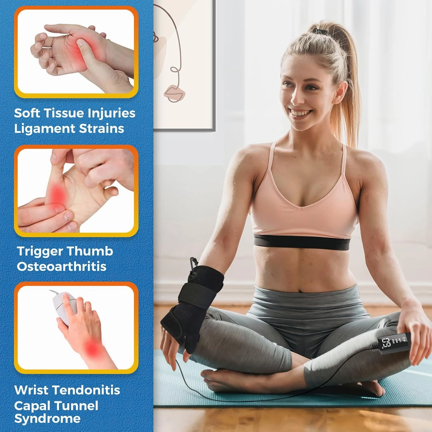 sticro Wrist Thumb Brace Heating Pad for Arthritis and Carpal Tunnel Relief, Hand Heating Pad for Sprains Trigger Thumb, Tendonitis Pain Relief - Left Right Hand (S/M)
