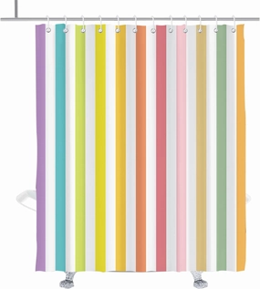 Striped Boho Rainbow Shower Curtain Rainbow Gingham Fun Shower Curtains Set Cute Aesthetic Iridescent Bohemian Bathroom Decor Accessory with Hooks 72" W X 84" H