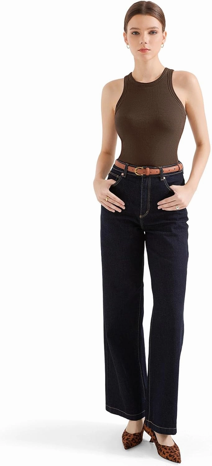 SUUKSESS Women Padded Cotton Ribbed Tank Tops 2025 High Neck Racerback Basic Tops