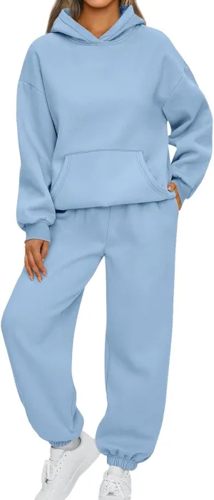 Sweat Suits for Womens 2 Piece 2025 Long Sleeve Hooded Sweatshirt and Jogging Pants Outfits Lounge Sets Fall Clothing