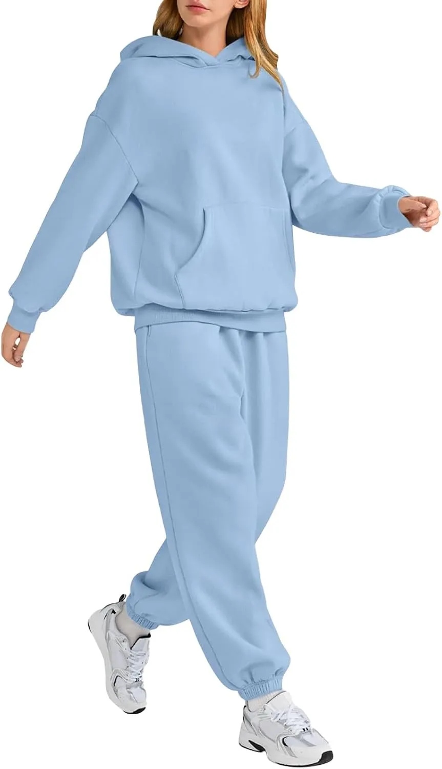 Sweat Suits for Womens 2 Piece 2025 Long Sleeve Hooded Sweatshirt and Jogging Pants Outfits Lounge Sets Fall Clothing