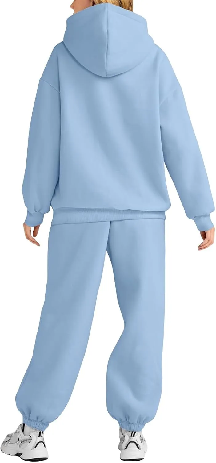 Sweat Suits for Womens 2 Piece 2025 Long Sleeve Hooded Sweatshirt and Jogging Pants Outfits Lounge Sets Fall Clothing