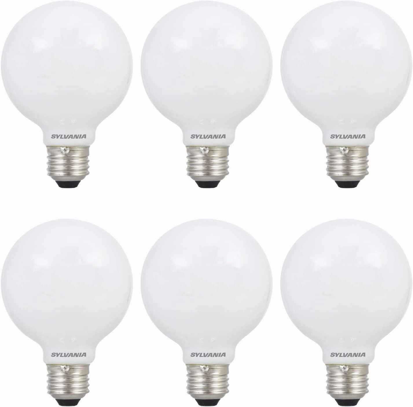 SYLVANIA LED TruWave Natural Series Globe Light Bulb, 60W Daylight Medium Base, Dimmable, Frosted - 6 Pack