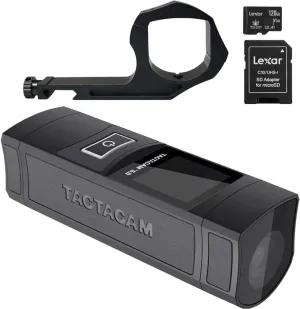 TACTACAM 6.0 Action Camera, 4k 60 FPS, 8X Zoom, Waterproof, Integrated Image Stabilization, One Touch Operation (6.0)   Lexar 128GB Micro SD Card   Mount (Underscope Mount)