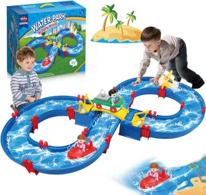 TANSAR Outdoor Water Table for Toddlers 1-3 3-5, Water Kids Toys for Kids Ages 4-8, Water Park Playset Table Beach Toy, Summer Play Activities for Backyard, Garden, Lawn, Pool with 2 Boats（50PCS）