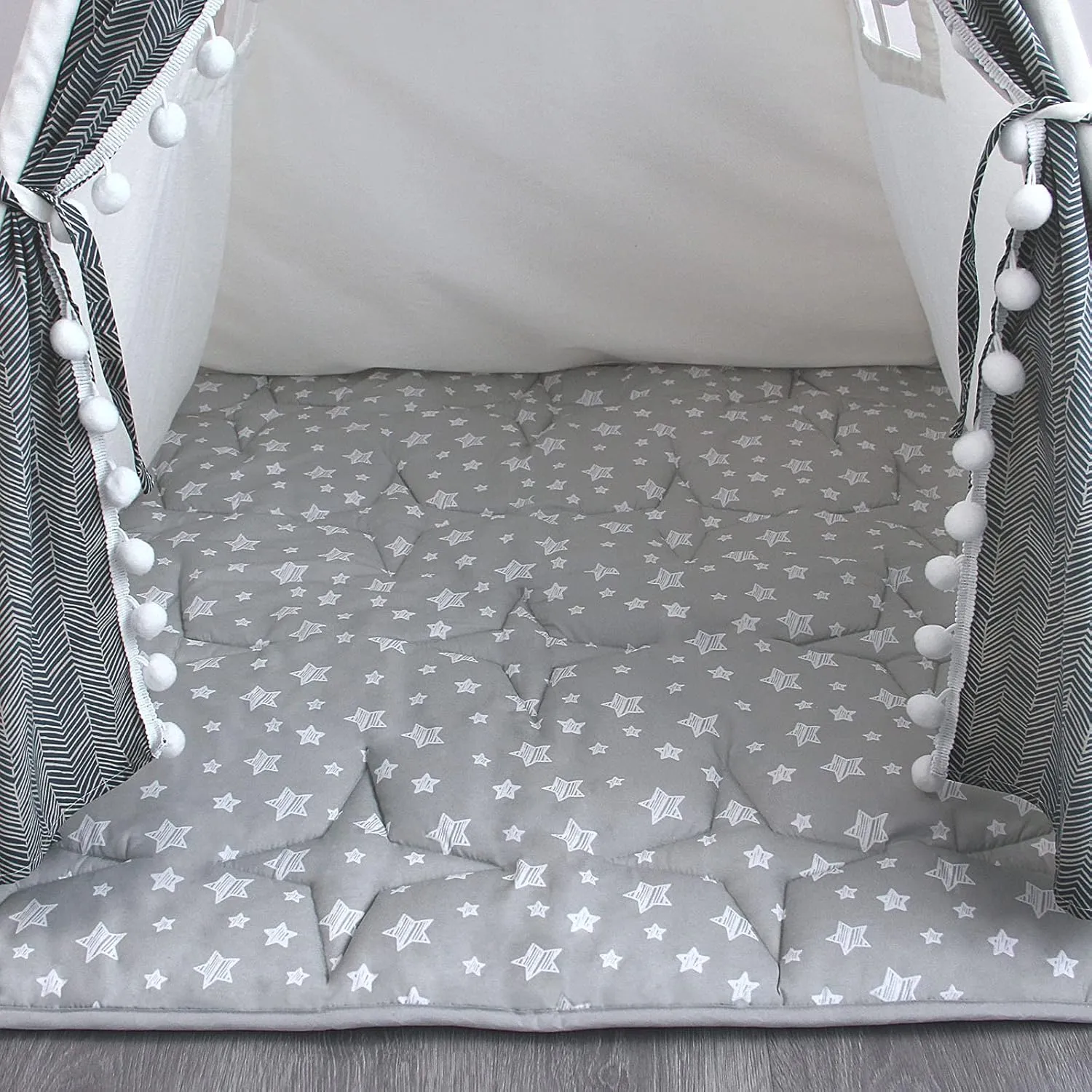 Teepee Play Tent Mat, Square Padded Mat for Playtent, Anti Slip Baby Quilted Activity Mat for Boys and Girls, Toddlers and Kids Playtime