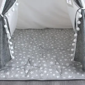 Teepee Play Tent Mat, Square Padded Mat for Playtent, Anti Slip Baby Quilted Activity Mat for Boys and Girls, Toddlers and Kids Playtime