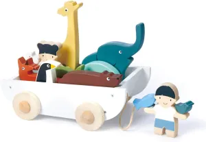 Tender Leaf Toys - The Friend Ship - 12 Pieces Pull Toy Ship Set with Stackable Animals and Friend Figures - Early Learning, Creative and Imagination Play for Children 3 