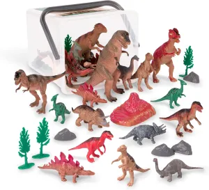 Terra by Battat – 60 Pcs Prehistoric World – Assorted Miniature Dinosaur Toys & Accessories for Kids 3  – Collectible Plastic Dinosaur Figurines – Birthday Party Supplies & Decorations