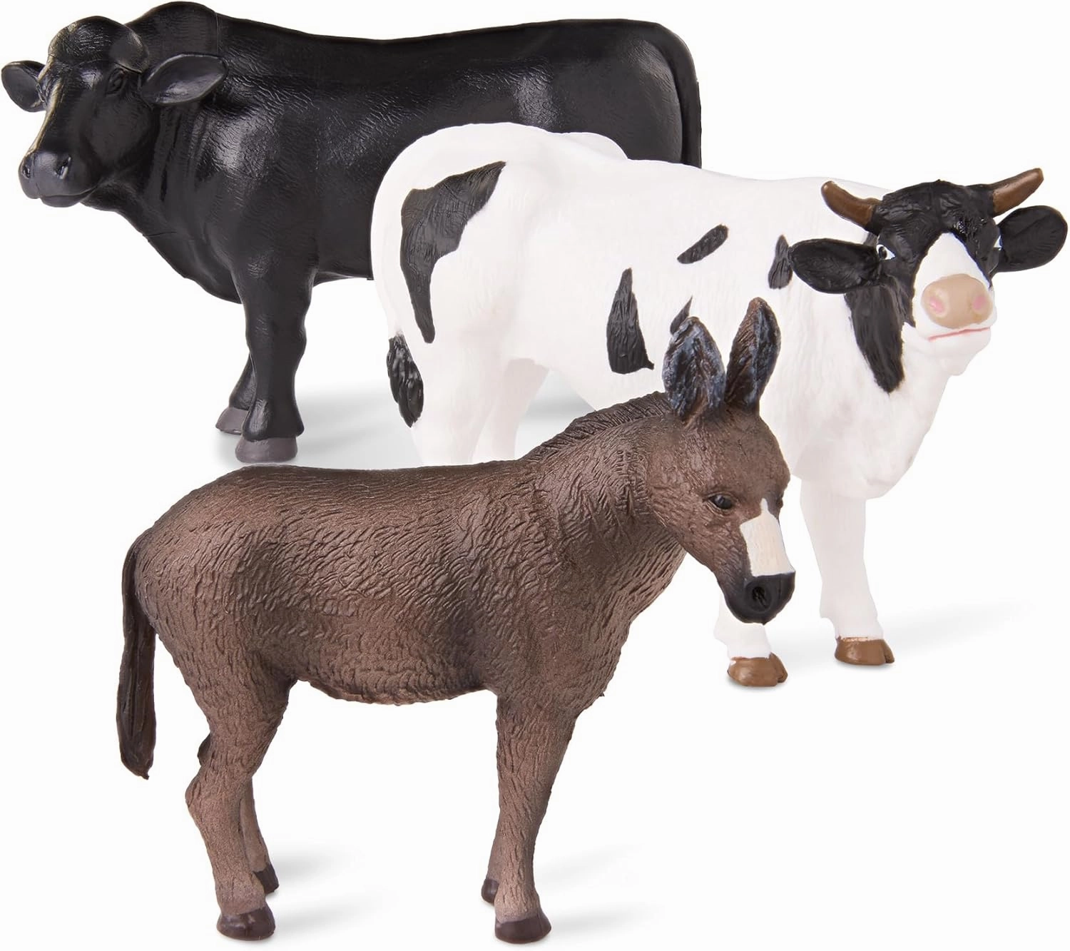 Terra by Battat Farm Animal Toy Set with 6 Realistic Figurines - Detailed Holstein Cow, Bulls & Donkey - Educational Toddler Farm Animal Toys for Learning & Imaginative Play, Ages 3 