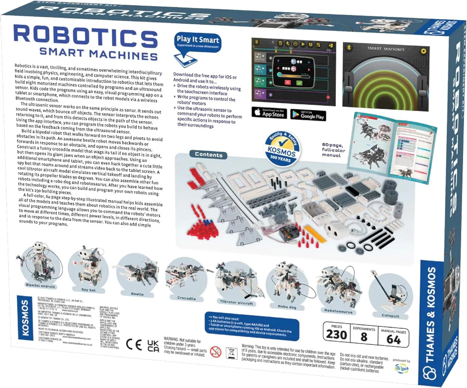 Thames & Kosmos | Robotics Smart Machines | Robotics for Kids 8 and up | STEM Kit builds 8 Robots | Full Color Manual to help with assembly | Requires tablet or smartphone | Parents' Choice Gold Award