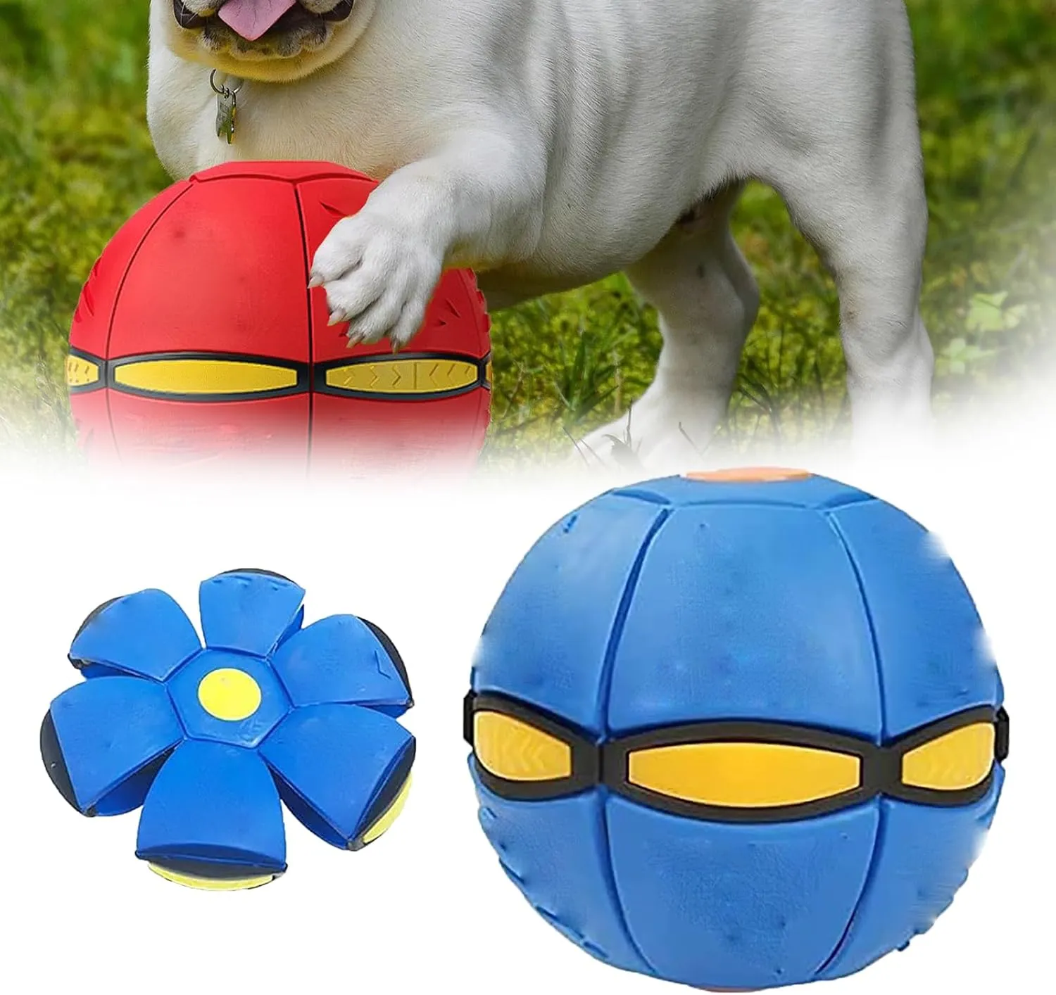 The Doggy Disc Ball for Large Dogs|Small Dogs|Medium Dogs, 2024 New Doggie Disc Ball for Large|Small Dogs, Dog Disc Ball, Flying Saucer Ball Dog Toy for Rolling Fun (Blue, Three Lights)
