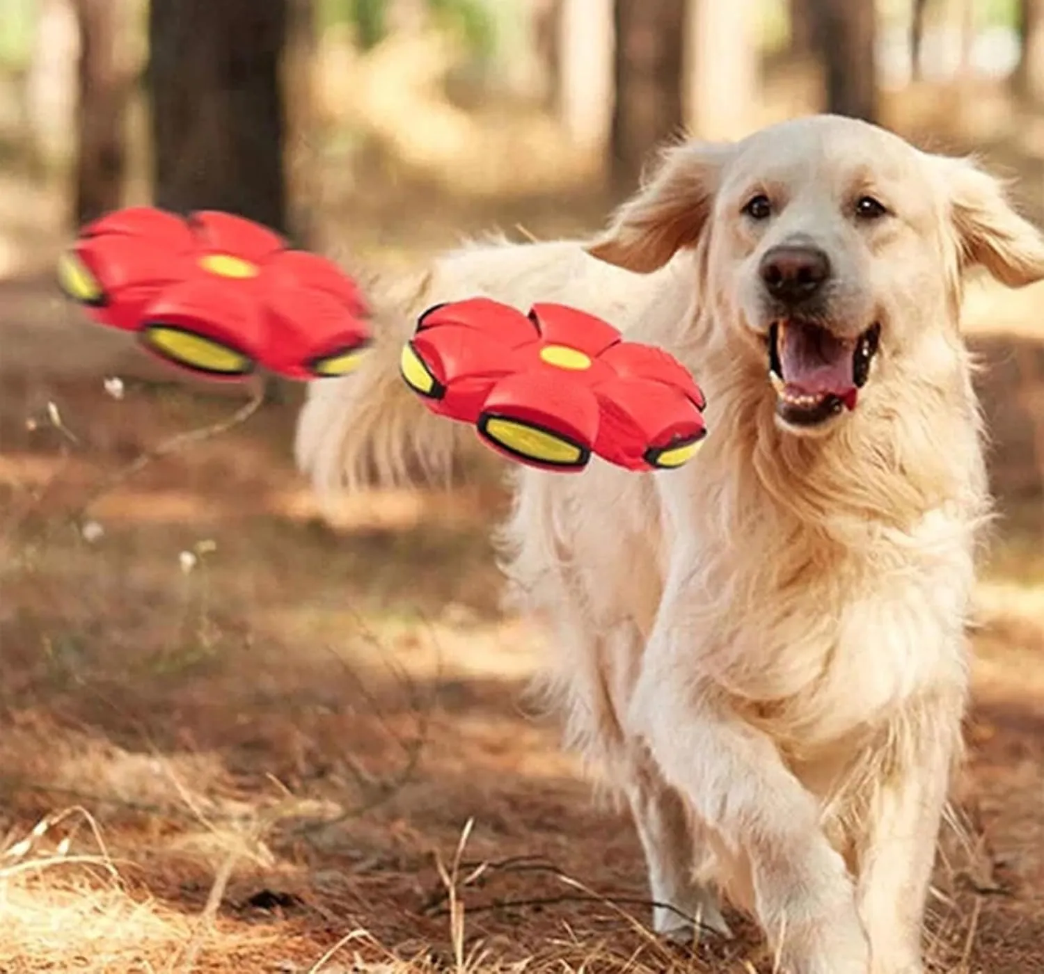 The Doggy Disc Ball for Large Dogs|Small Dogs|Medium Dogs, 2024 New Doggie Disc Ball for Large|Small Dogs, Dog Disc Ball, Flying Saucer Ball Dog Toy for Rolling Fun (Blue, Three Lights)