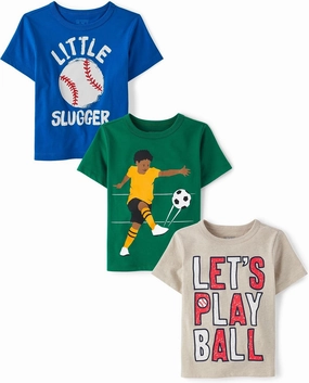 The Children's Place Baby and Toddler Boys' Assorted Everyday Short Sleeve Graphic T-Shirts, Multipack