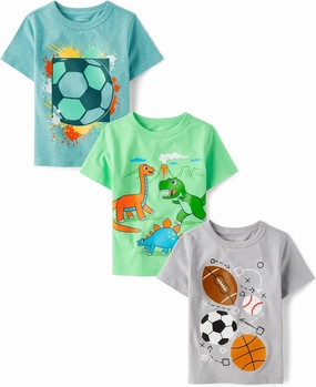 The Children's Place Baby and Toddler Boys' Assorted Everyday Short Sleeve Graphic T-Shirts, Multipack