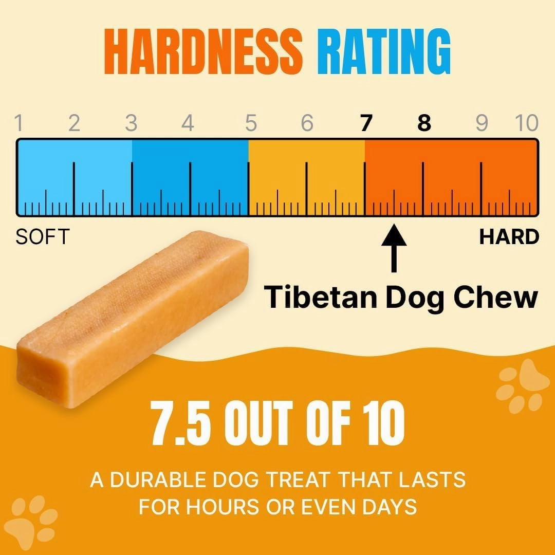Tibetan Dog Chew Yak Cheese Sticks (12 Large Chews) - Handmade Treats for Aggressive Chewers, Easy to Digest, No Additives, Rawhide, Grains, or Gluten - Ideal Dog Toy and Travel Bag Companion