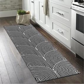 Tiffasea Woven Runner Rug 2'x6', Machine Washable Indoor Outdoor Rugs Cotton Reversible Hallway Runner Rug Entryway Carpet Runner for Living Room/Laundry/Bathroom/Bedroom(Black and White)