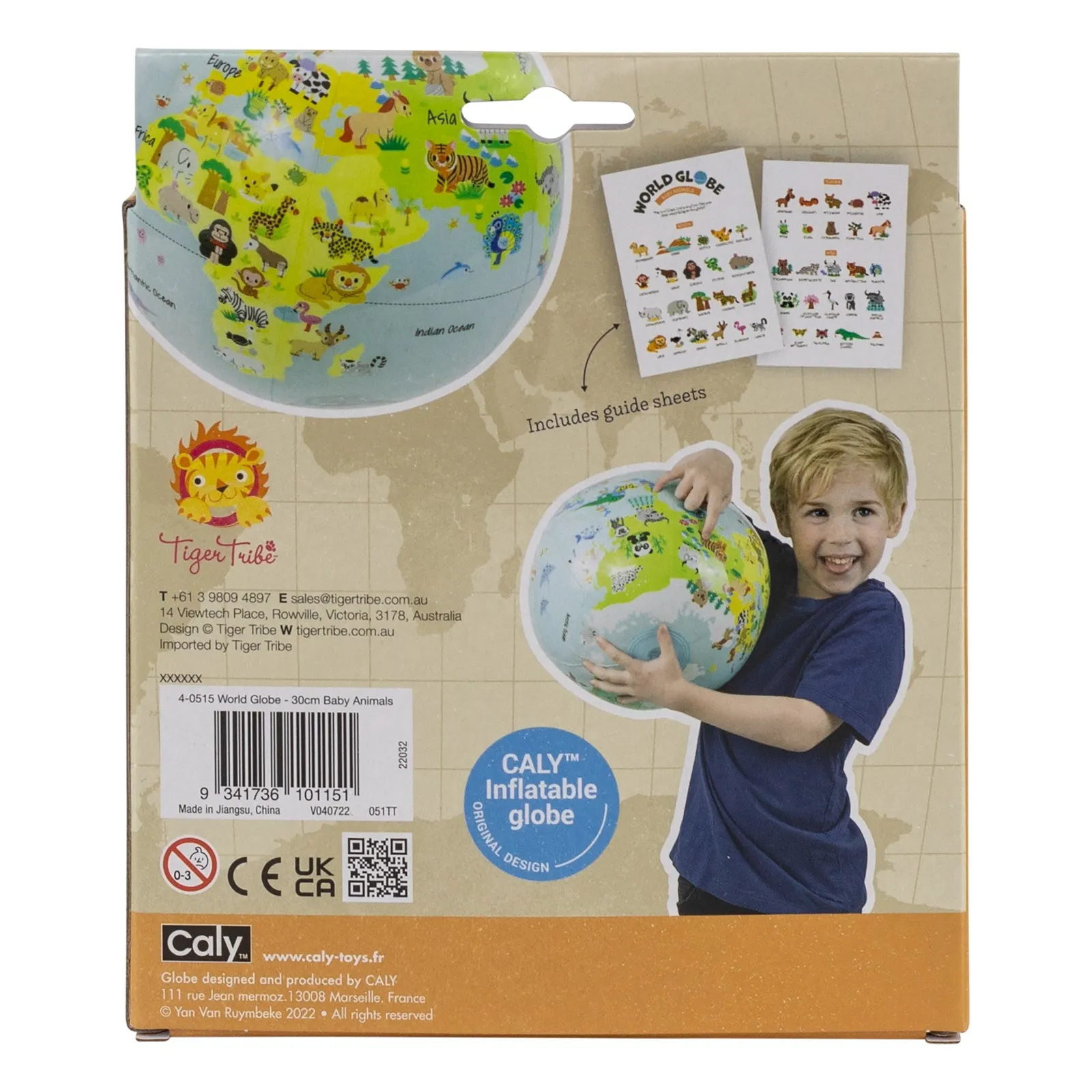 Tiger Tribe Inflatable World Globe - Baby Animals