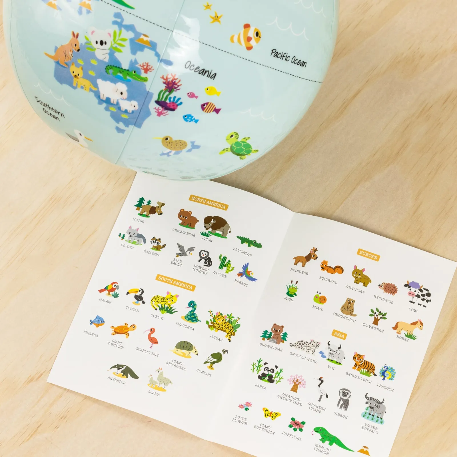 Tiger Tribe Inflatable World Globe - Baby Animals