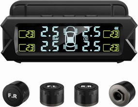 Tire Pressure Monitoring System,Trailer TPMS with 4 External Sensors, Tire Pressure Monitor System with Solar Charge,Real time Monitoring of tire Pressure with Color LCD Display, 0-87PSI for RV