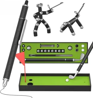 Titorld Gifts for Men Dad, Fidget Pen, Mini Desktop Golf Ball Pen Set Gift with Flag, Multifunctional Magnet Writing Pen 2PC, Unique Golf Gift for Boss, Coworker, Teen Boy