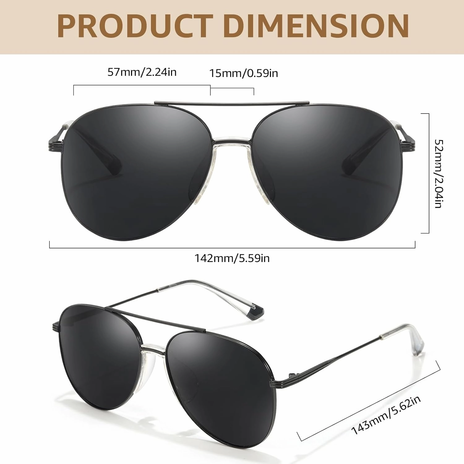 TJUTR Tangle Free Aviator Sunglasses for Women Men, Polarized UV400 Protection Trendy Shades, No-Snag Metal Frame Glasses