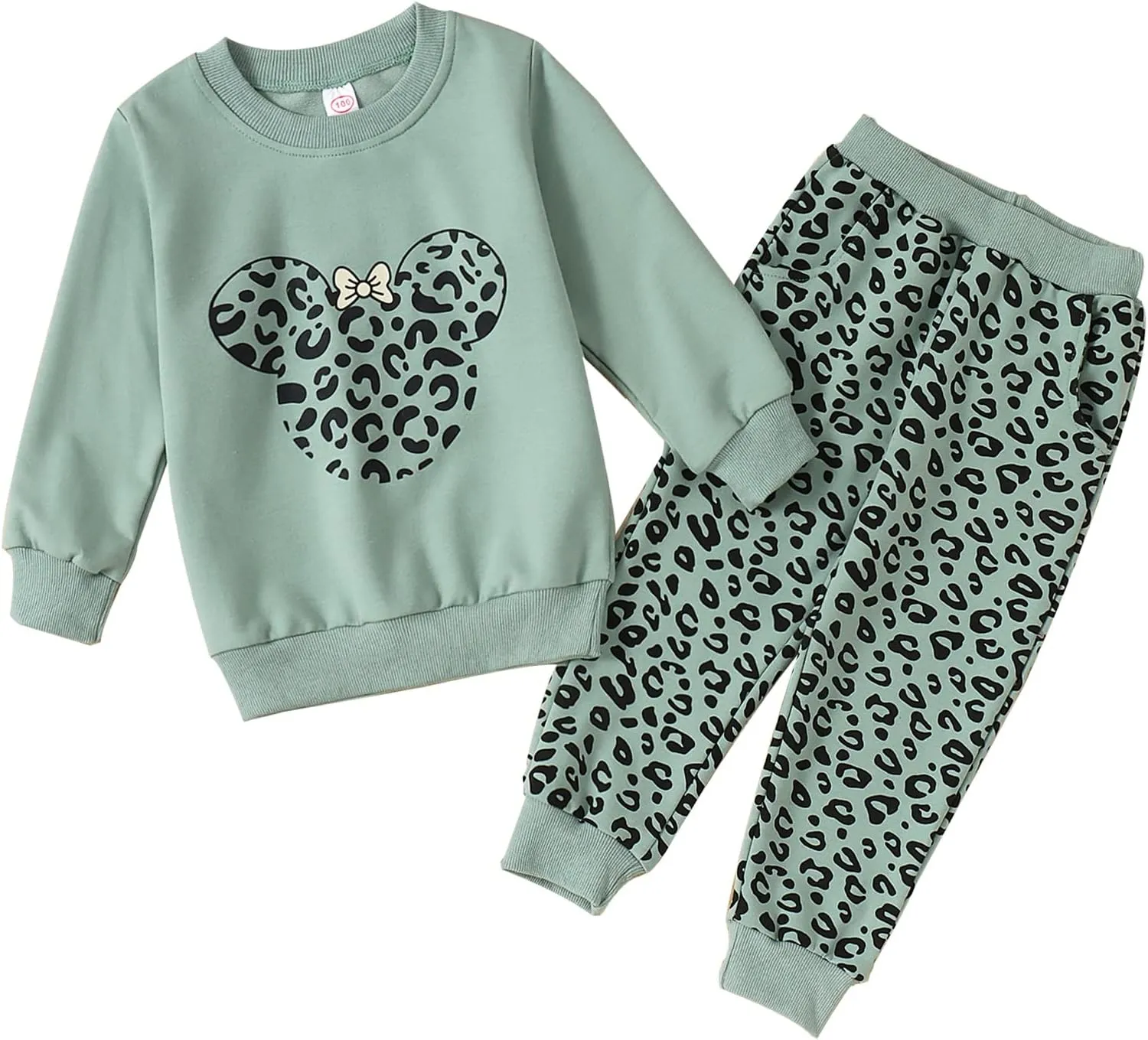 Toddler Baby Girl Leopard Fall Clothes Long Sleeve Pullover Crew Neck Top Sweatshirt Pants Casual Winter Outfits