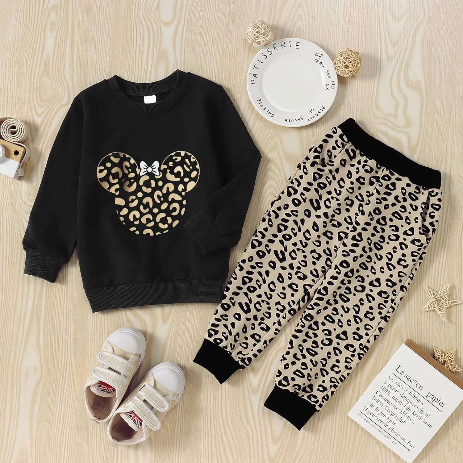 Toddler Baby Girl Leopard Fall Clothes Long Sleeve Pullover Crew Neck Top Sweatshirt Pants Casual Winter Outfits