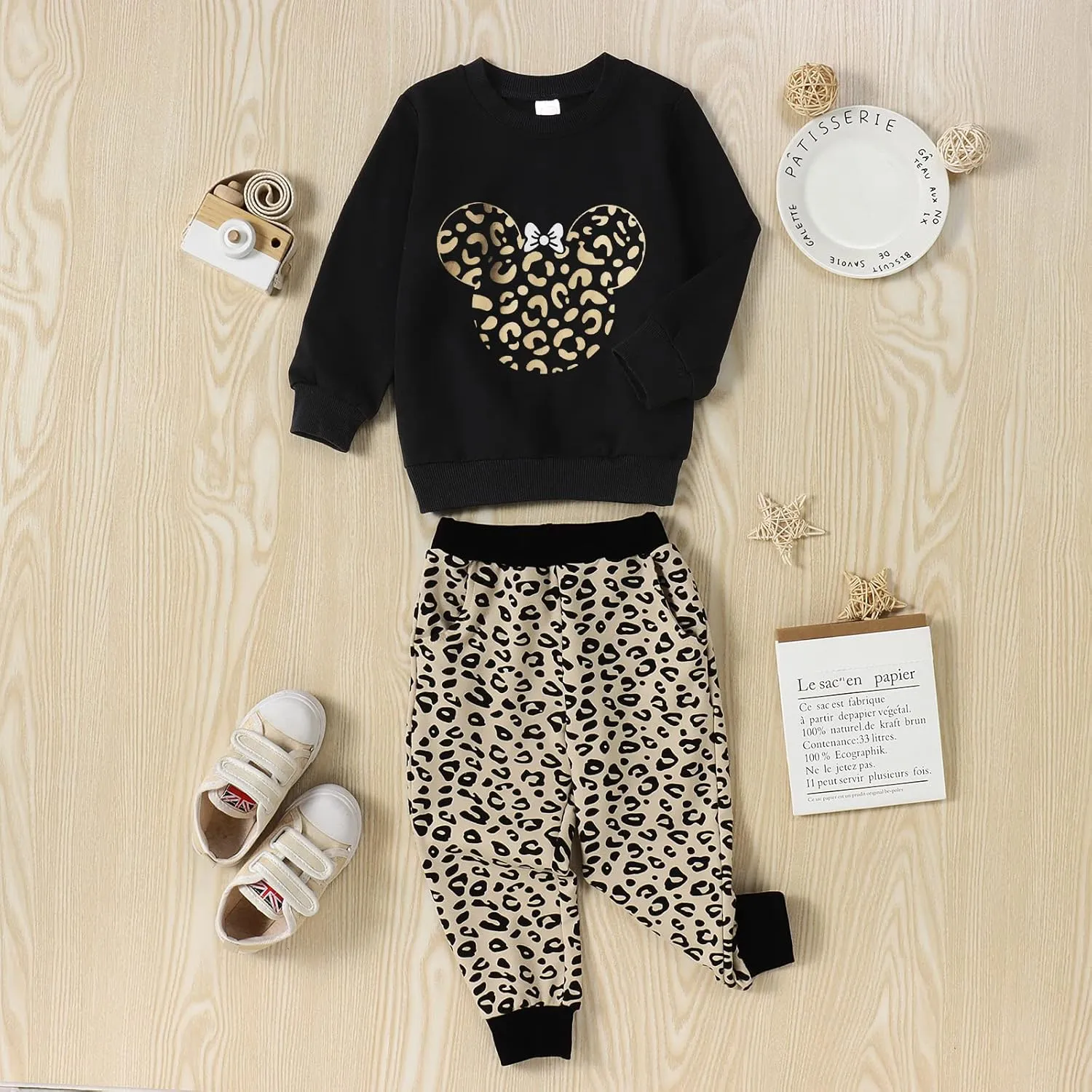 Toddler Baby Girl Leopard Fall Clothes Long Sleeve Pullover Crew Neck Top Sweatshirt Pants Casual Winter Outfits