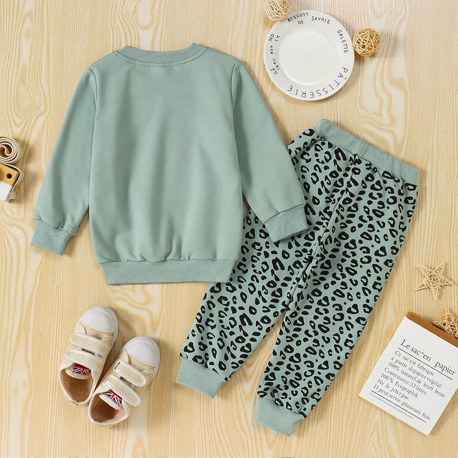 Toddler Baby Girl Leopard Fall Clothes Long Sleeve Pullover Crew Neck Top Sweatshirt Pants Casual Winter Outfits