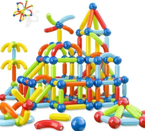 Toddler Magnetic Blocks Building Toys, Kids Montessori Toys for 3 4 5  Year Old Girls Boys, Educational Magnetic Sticks and Balls Learning Stem Preschool Toys, Construction Sensory Toys Birthday Gifts