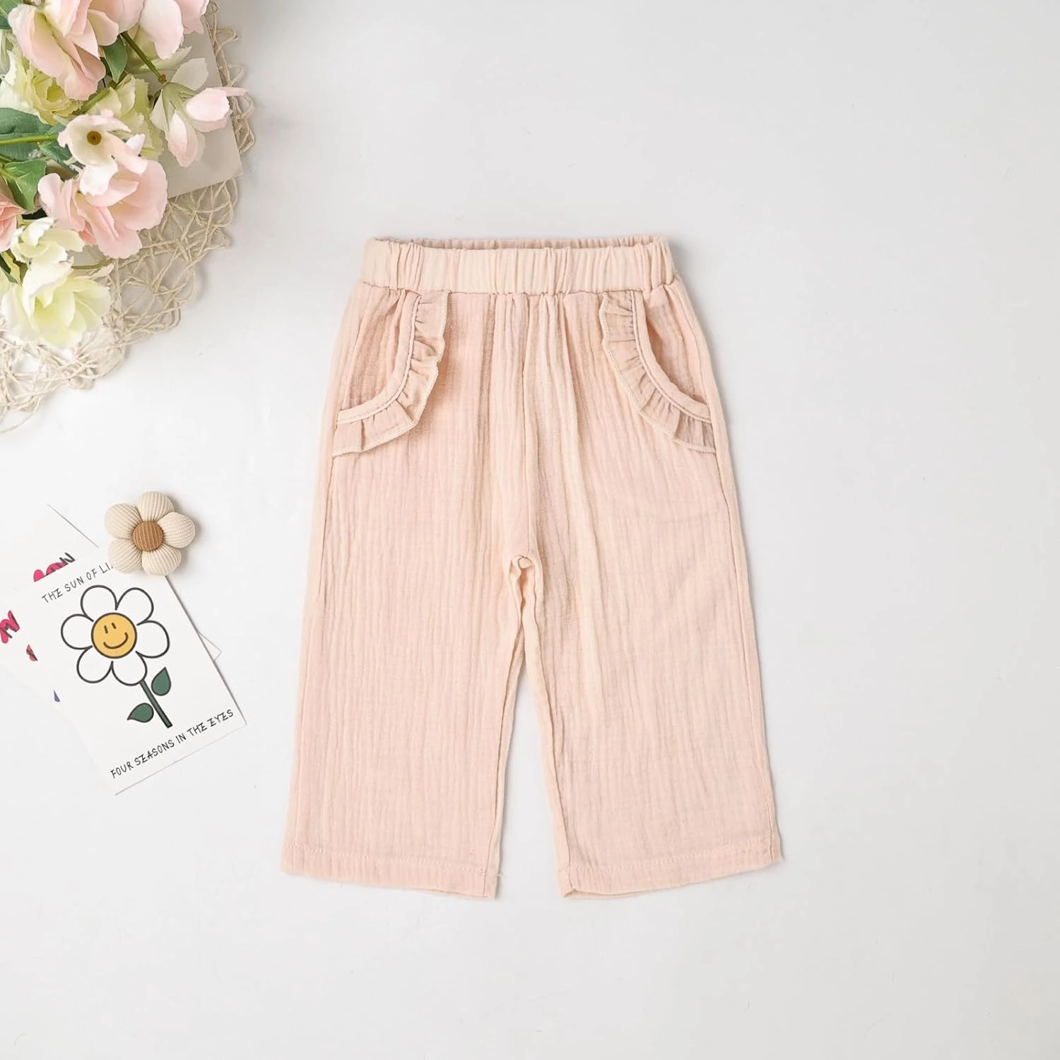 Toddler Baby Girl Clothes Summer Outfits Cute Bow Button Ruffle Camisole Pants Set 9-36 Months