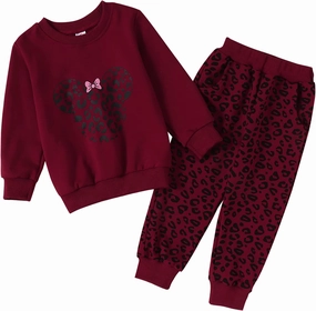 Toddler Baby Girl Leopard Fall Clothes Long Sleeve Pullover Crew Neck Top Sweatshirt Pants Casual Winter Outfits