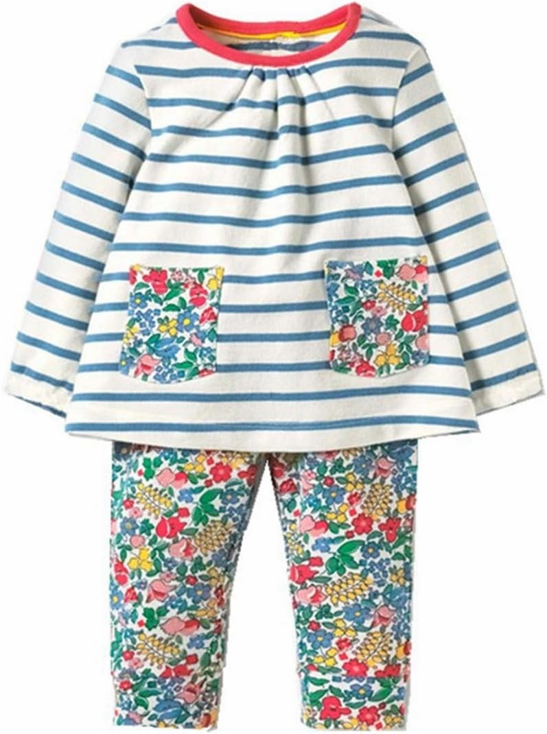 Toddler Baby Girls Clothing Set Cute Print Long Sleeve T Shirt and Pants 2pcs Outfits
