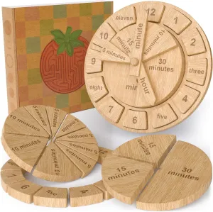Tomaze Montessori Wooden Toy Clock - Kids' Educational Kit to Teach Time, Fractions, Numbers, & Sorting with Blocks - Early Math Learning - Gift for Age 4  Boy Girl Preschooler in Classroom Homeschool