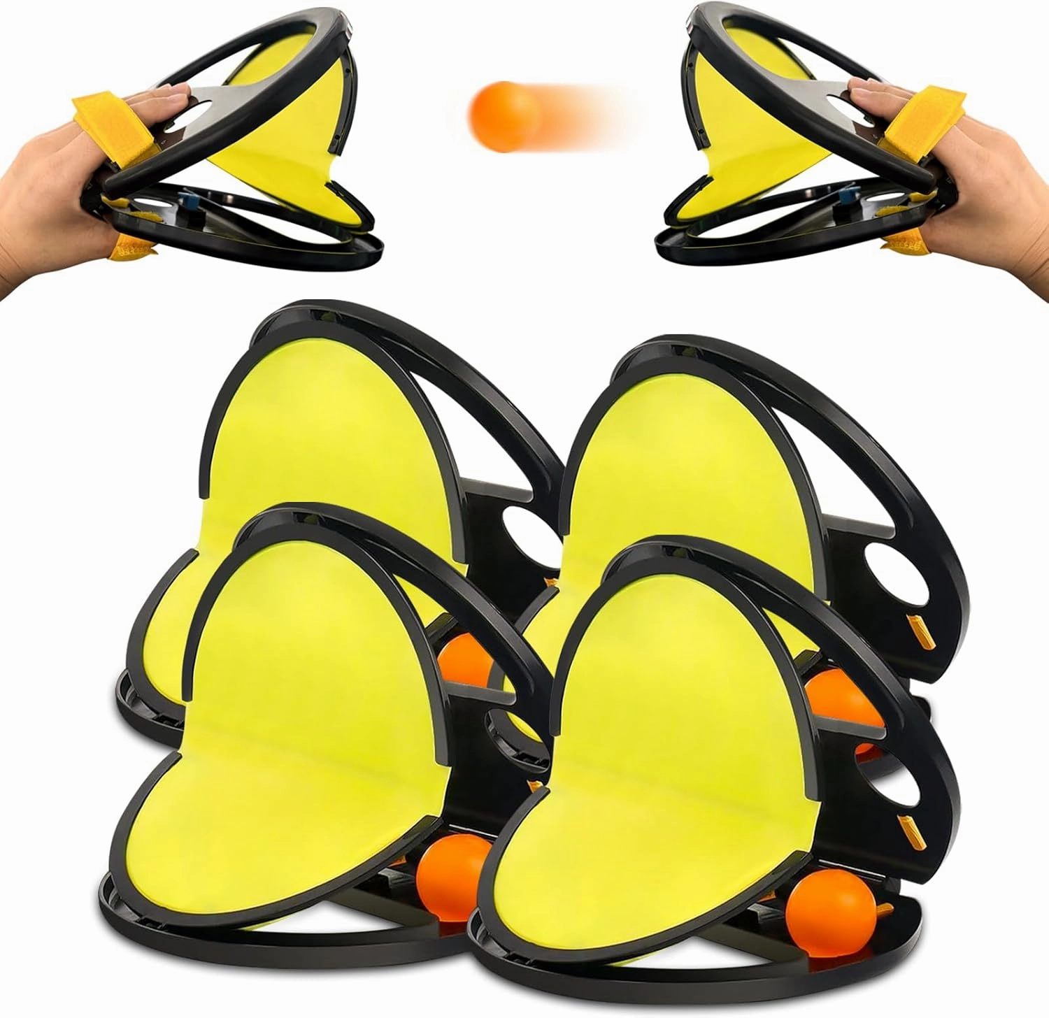 Toss and Catch Ball Game: 4Pcs Throw Catch Ball Game - Pop Pass Catch Ball Game with 8 Balls for Outdoor Yard Games Beach Pool Toys (4 Paddles 8 Balls)