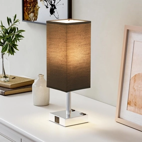 Touch Bedside Table Lamp For Nightstand - 3-Way Dimmable Night Lamp with USB A   Type C Charging Ports and two AC Outlets, Small Desk Light with E26 LED Bulb for Bedroom Living Room Dorm Office,BLACK