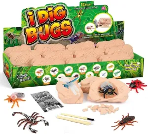 TRADE Big Bug Fossil Dig Kit - STEM Science & Educational Toys -Dig Up 12 Real Bugs Fly Ant Scorpion Lady Beetle Locust Cockroach Bumble Bee Cicada Dragonfly Cricket Praying Mantis Multicolored