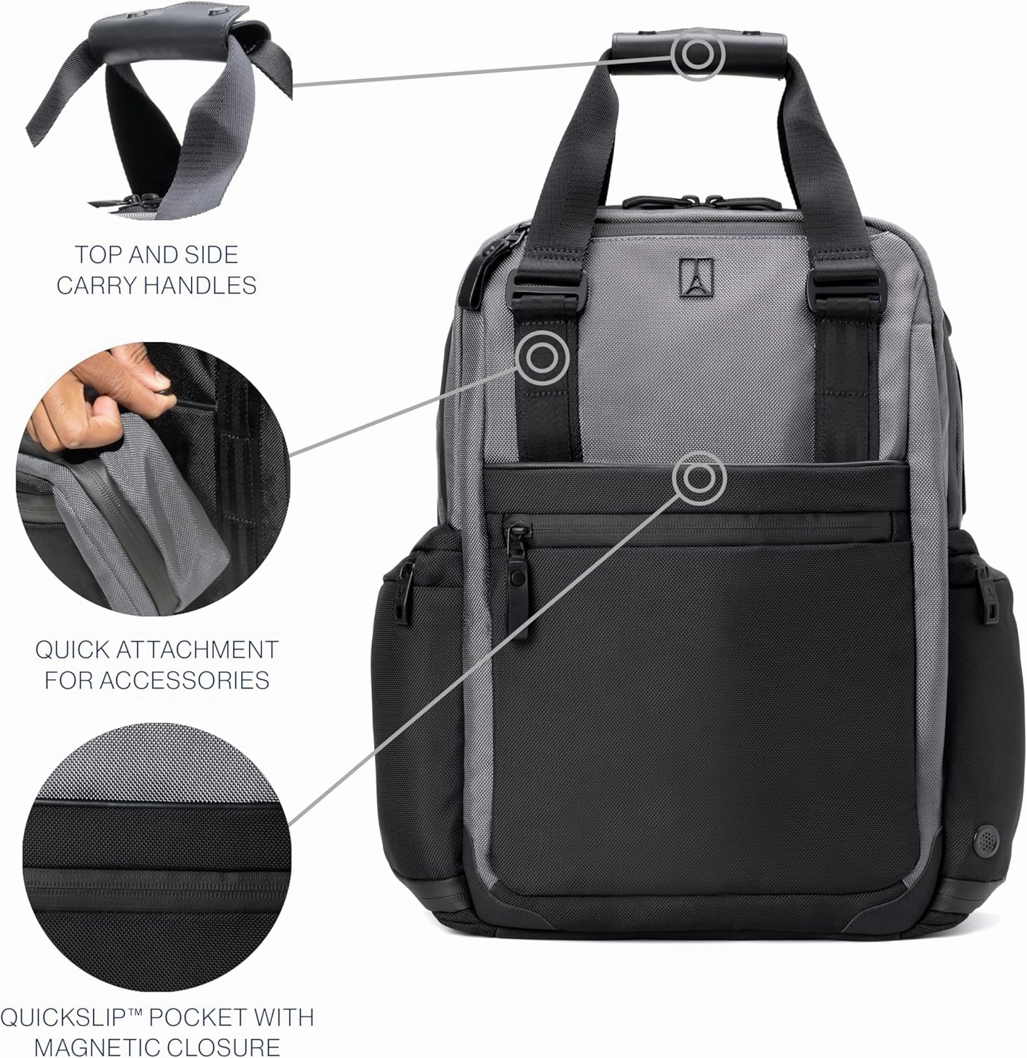 Travelpro Altitude Medium Expandable Travel Laptop Backpack 25-30L, 16 Inch Laptop, Water Resistant, Work, Business, Men and Women, Falcon Grey