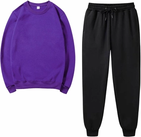 Two Piece Sets for Women Fleece Sweatsuit Outfit Long Sleeve Crewneck Pullover Sweatshirt Jogger Pants Warm Fuzzy Loungewear