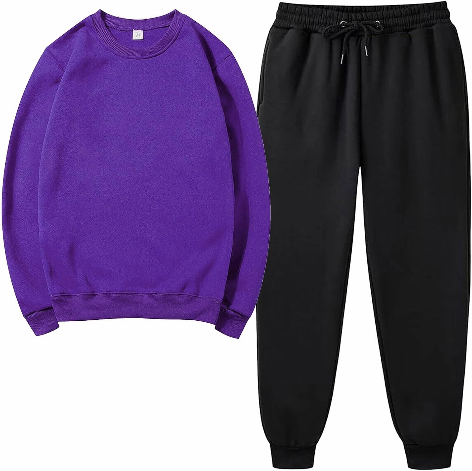 Two Piece Sets for Women Fleece Sweatsuit Outfit Long Sleeve Crewneck Pullover Sweatshirt Jogger Pants Warm Fuzzy Loungewear