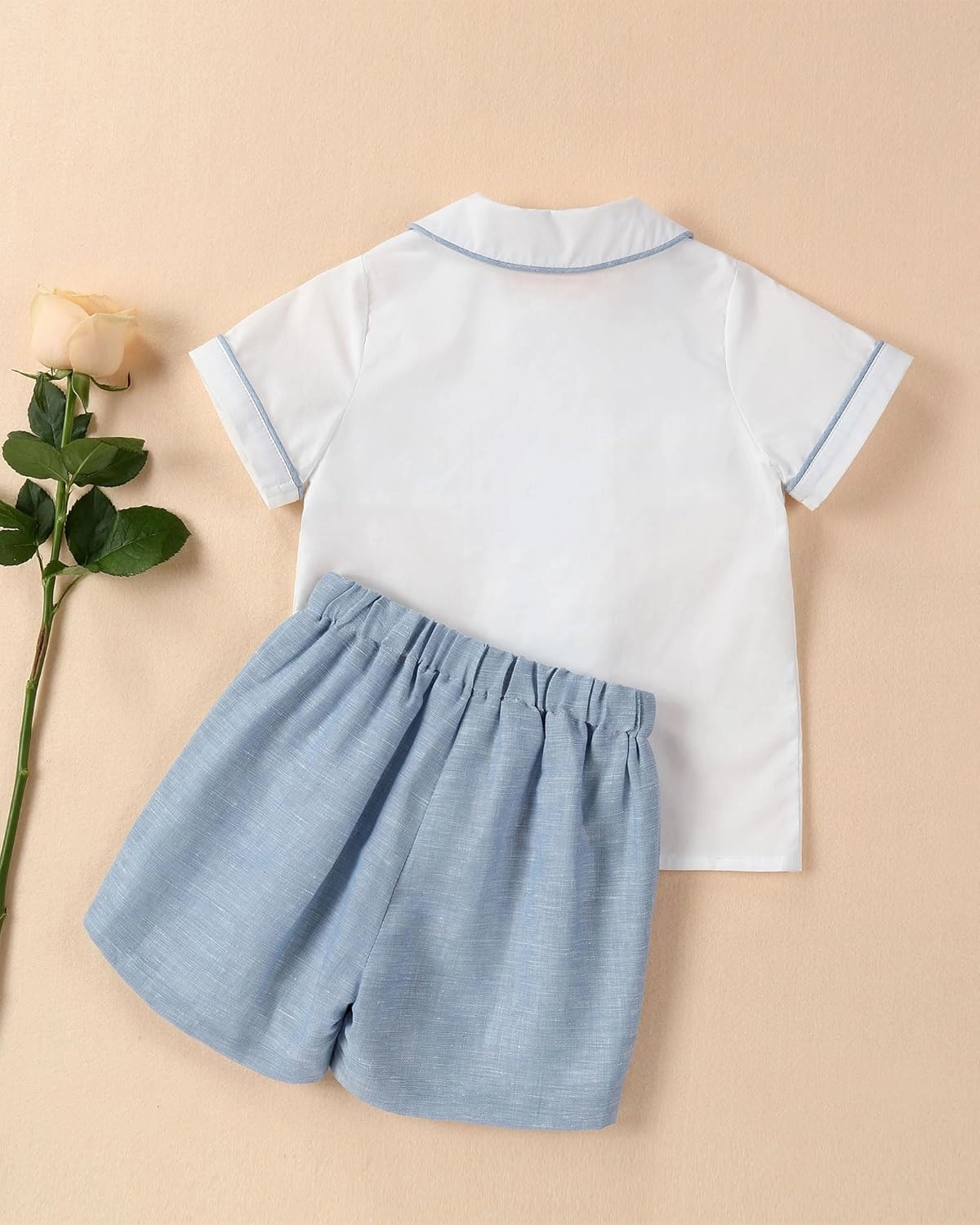 Twoflower Smocked toddler boy outfits Summer Cotton Short Sleeve boys' button-down shirts Casual 2 piece Clothing Set