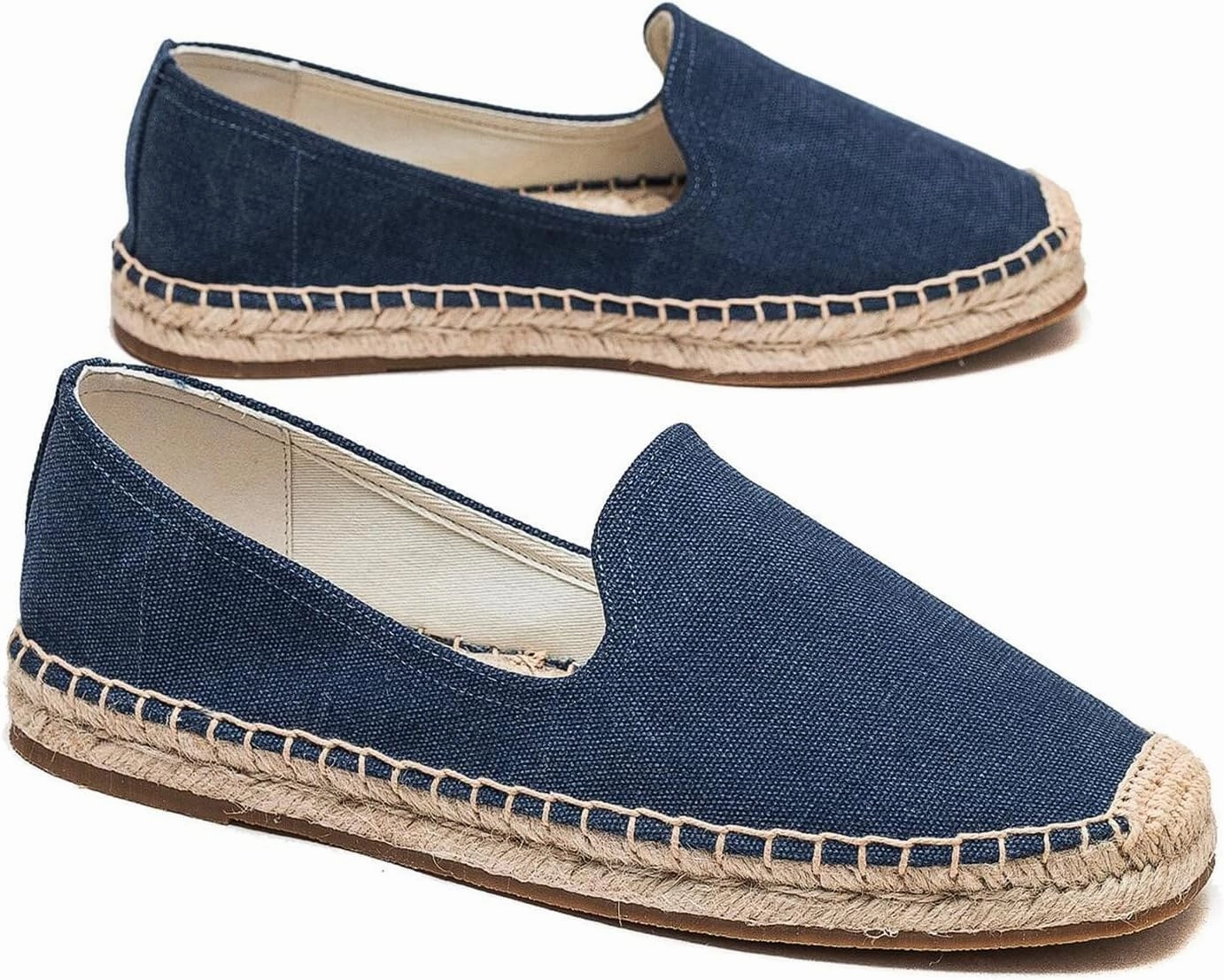 U-lite Men's Classic Suede Canvas Round Cap Toe Espadrilles Loafers Pure Color Slip On Comfortable Flats Shoes