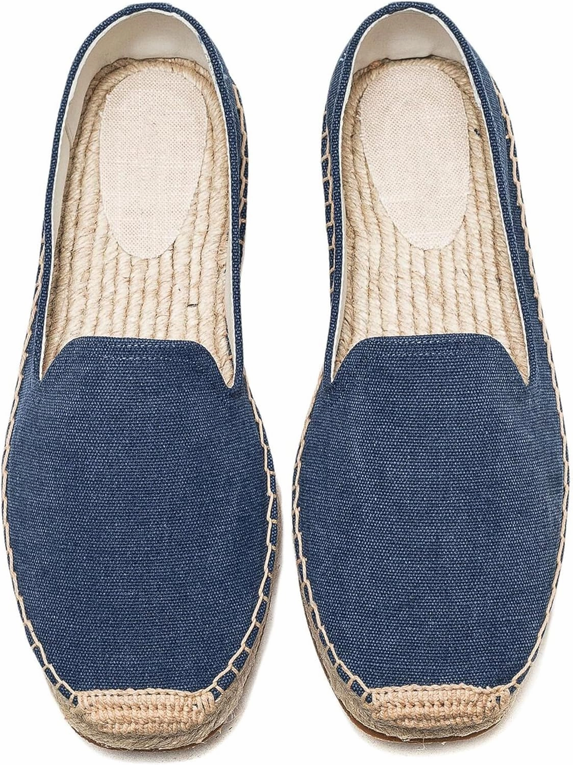 U-lite Men's Classic Suede Canvas Round Cap Toe Espadrilles Loafers Pure Color Slip On Comfortable Flats Shoes