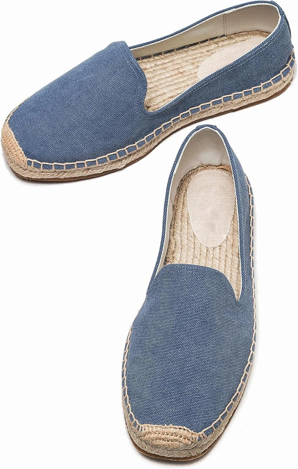 U-lite Men's Classic Suede Canvas Round Cap Toe Espadrilles Loafers Pure Color Slip On Comfortable Flats Shoes