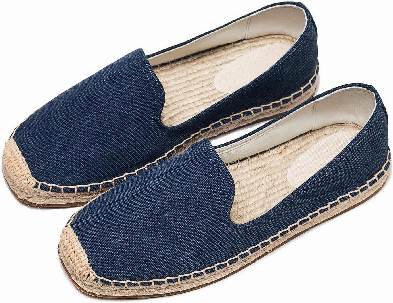 U-lite Men's Classic Suede Canvas Round Cap Toe Espadrilles Loafers Pure Color Slip On Comfortable Flats Shoes