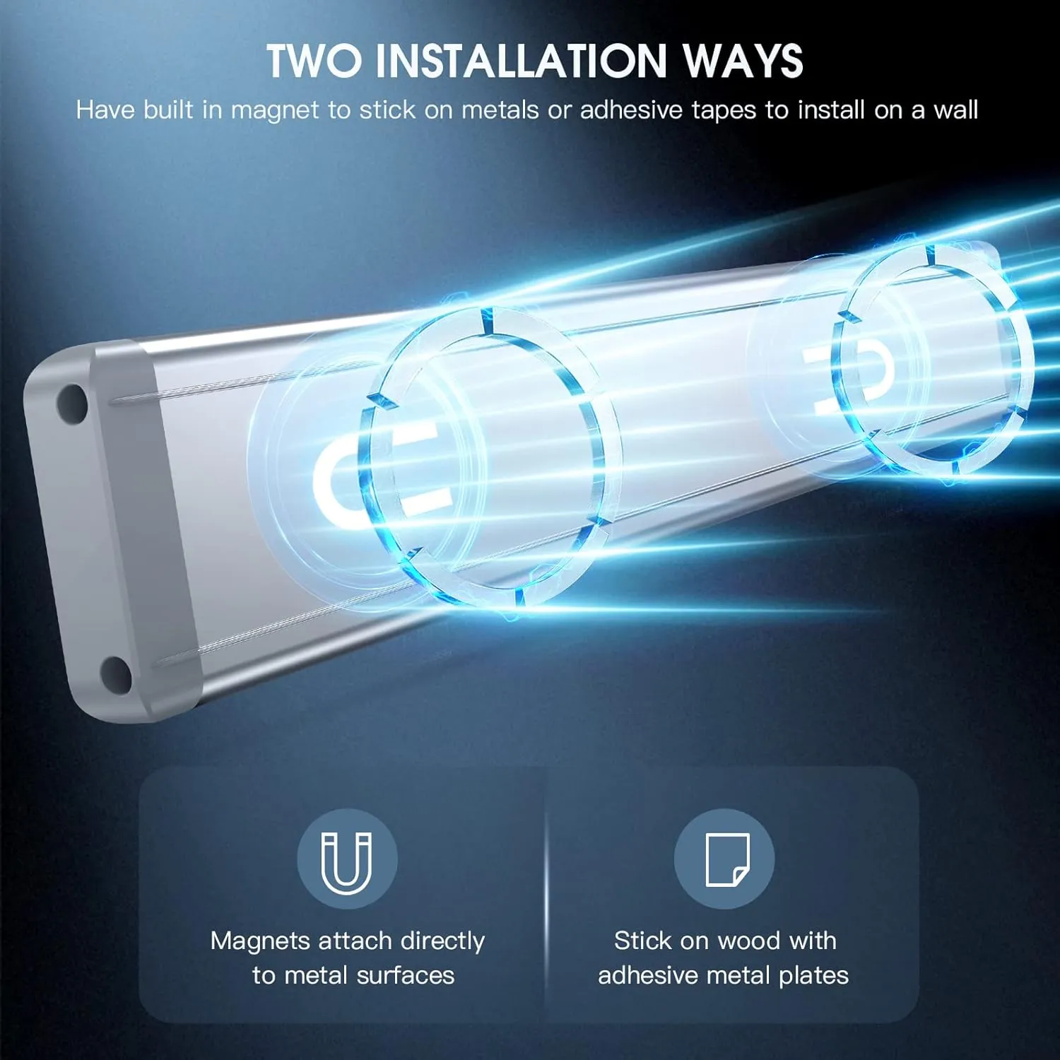 Under Cabinet Lights, 63 LED Rechargeable Battery Operated Motion Sensor Light Indoor, 2 Pack Magnetic Dimmable Closet Lights, Wireless Under Counter Lights for Kitchen, Stairs,Hallway